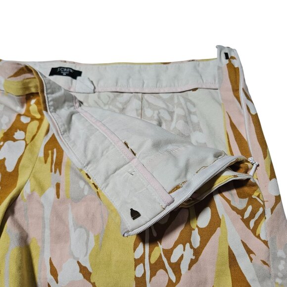 J Crew Shorts Abstract Womens Size 6 Yellow Pink Abstract Print Summer Side Zip - Picture 3 of 5